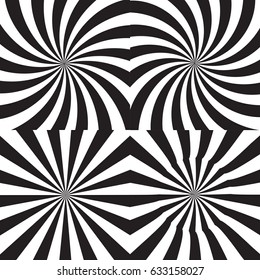 Black White Psychedelic Spiral Radial Rays Stock Vector (Royalty Free ...