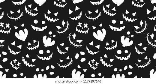 Black and White Pumpkin background Halloween seamless pattern Vector illustration