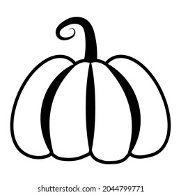 Black and white pumpkin for Halloween simple icon