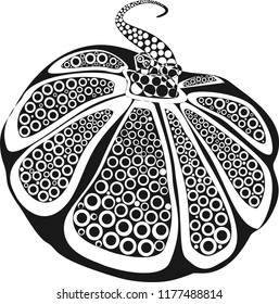 Black and white pumpkin on white background
