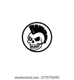 Black and white punk rock skull