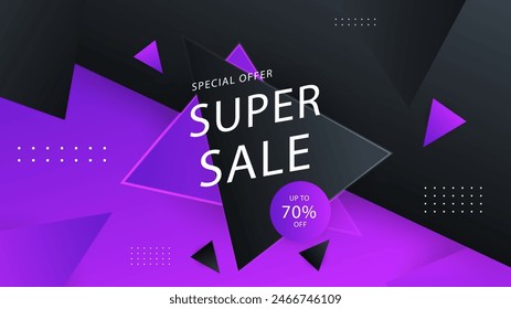 Black white and purple violet vector gradient mega super sale background. Vector super sale template design. Big sales special offer. End of season party background