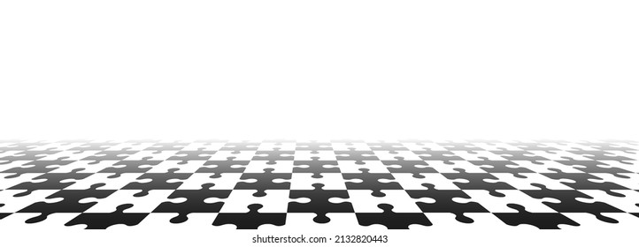 Black and white puzzle. Abstract background with a perspective. Vector illustration.