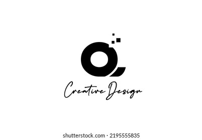 black white Q alphabet letter logo icon design with dots. Creative template for company and business