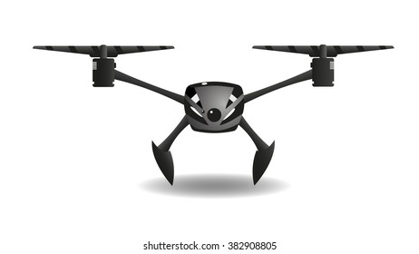 Black and white quadrocopter isolated