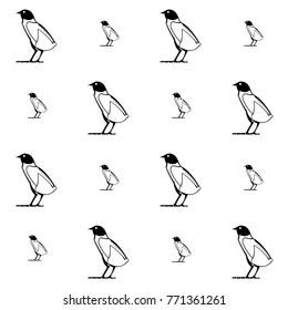 Black and white quail seamless pattern. Drawn vector background with chicken doodle for wallpapers, wrapping paper, textile or fabric print. Simple poultry bird artwork with partridge silhouette..