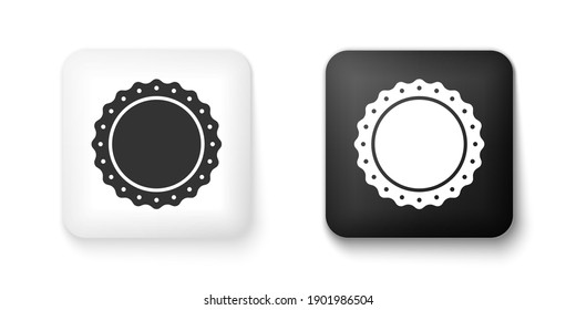 Schwarz-Weiß-Qualitätszeichen, Symbol einzeln auf weißem Hintergrund. Knopf Quadrat. Vektorgrafik.