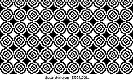 Black and White Quarter Circles Pattern Vector Image