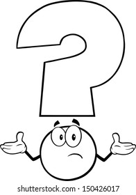 Black and White Question Mark Character With A Confused Expression