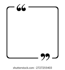Plantilla de la caja de la cita en blanco y negro con el ícono de la comilla. 