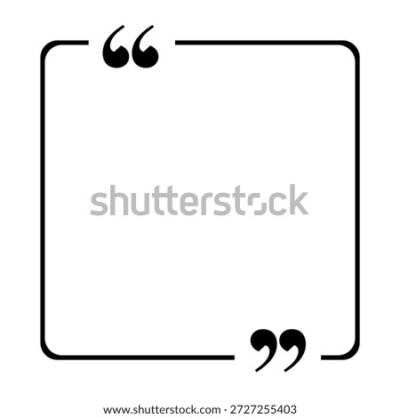 black and white quote box template with quotation mark icon. 