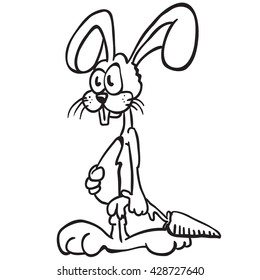 black and white rabbit cartoon illustration