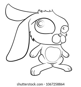 Black and white rabbit character vector illustration
