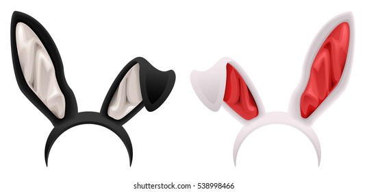 Black and white rabbit ears mask. Isolated vector illustration