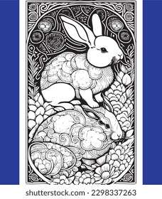 black and white rabbit fully vector and editable 