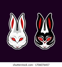 black and white rabbit head character