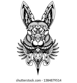 Black and white rabbit in zentangle style