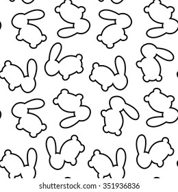 Black and white rabbits silhouettes pattern.