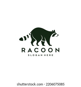 black white raccoon head logo and icon, clip art vector