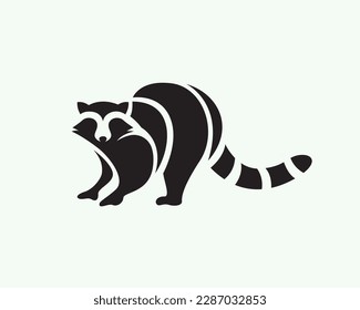 black white raccoon separate body logo symbol design template illustration inspiration