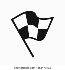 Black and white racing flag icon, simple black vector illustration isolated on white backgroud