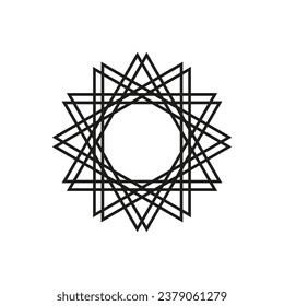 Black white radial abstract shape. Circular, radial abstract geometric motif. Vector illustration. EPS 10.