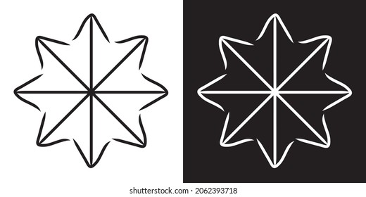 Black and white radial arrows. Circular arrow. Hand draw design element. Isolated on white and black background