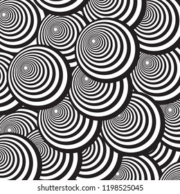 Black white radial circles background