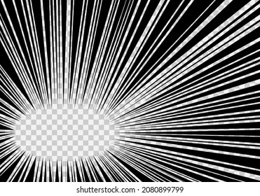 Black and white Radial lines background. Superhero graphic design. Ray blast glow. 