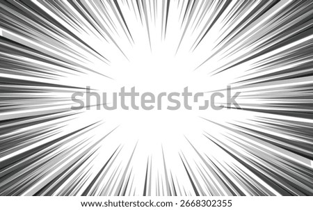 Black and white radial lines background in a comic book. Manga speed frame. Vector illustration.
