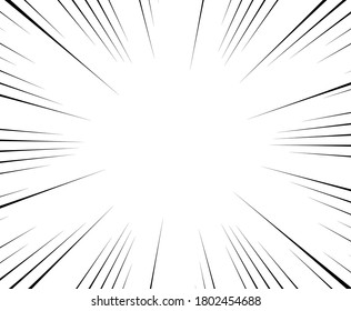 Black and white radial lines comics style background. Graphic explosion with speed lines banner.