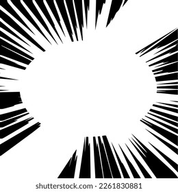 Patrón radial blanco y negro como una silueta de alta velocidad