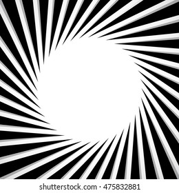 Black and white radial - radiating lines circular pattern