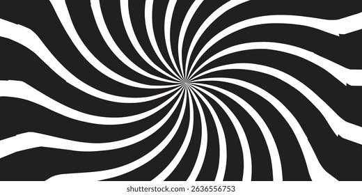 Black And White Radial Striped Pattern With Abstract Optical Effects
