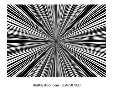 Black and white radiance background, magic superhero background, dynamic light, halftone lines