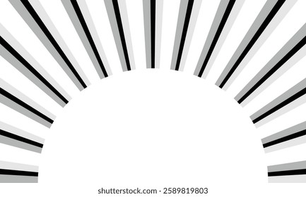 Black and White Radiating Sunburst Pattern with Bold Symmetrical Stripes Creating a High-Contrast Optical Illusion