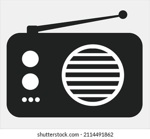 Black and white radio icon, isolated Old radio Icon symbol, FM Radio