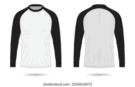 Black and white raglan sleeve t-shirt mockup