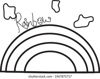 Black White Rainbow Coloring Page Stock Vector (Royalty Free