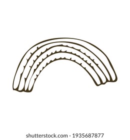 Black and white rainbow doodle icon vector illustration