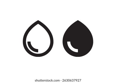 Black and white raindrop icons on a plain background.