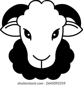 black and white ram animal isolate vector