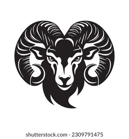 black and white ram icon vector