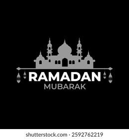 Black and White Ramadan Mubarak Mosque