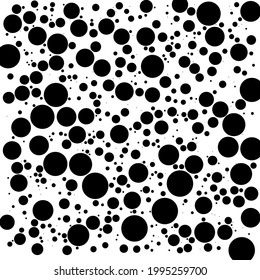 Black and white random dots, circles. Dotted vector element, pattern