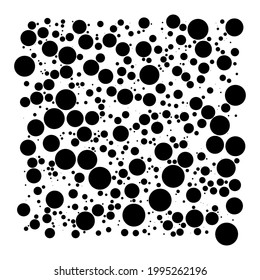 Black and white random dots, circles. Dotted vector element, pattern
