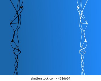 Black and White Random Lines on a blue background - Ideal backdrop, graphic element or copyspace