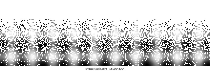 Black and White Random Pixels Pattern. Classic Pixel Art Dithering Fade Gradient Background. Monochromatic Vector Illustration for Website, Card, Poster, etc.