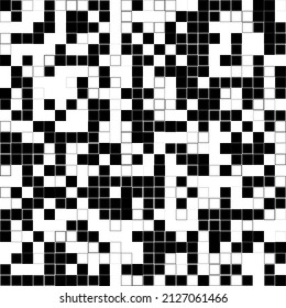 Black and white random squares mosaic tiles pattern