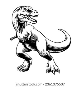 Black and White of Raptor Hand Drawn Illustration